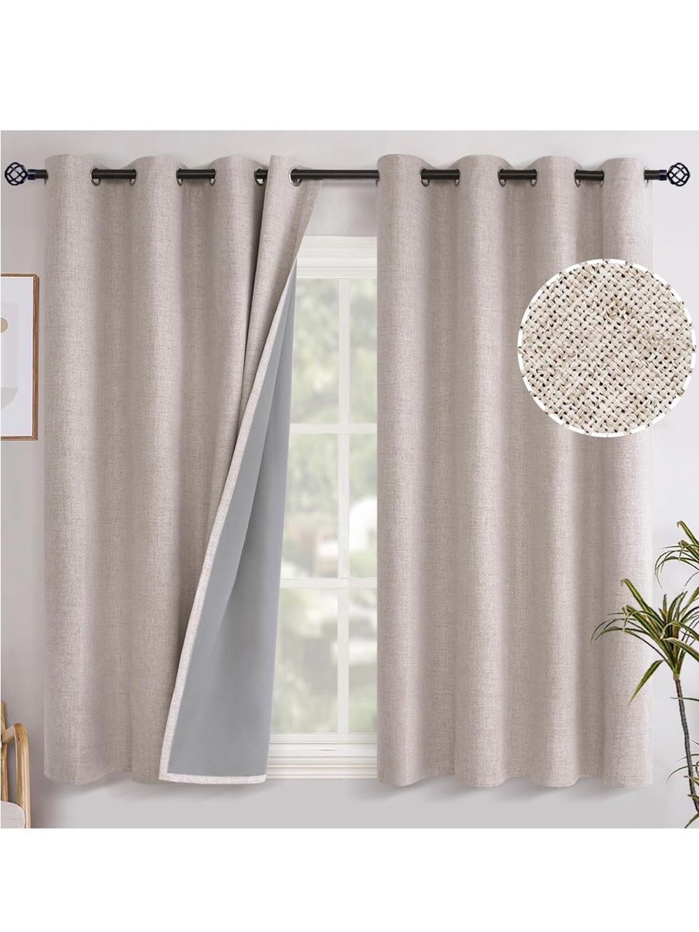 Neutral Textured Thermal Blackout Curtain Panel - Home Accents